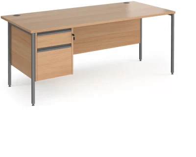 Dams Contract 25 Rectangular Desk with Straight Legs and 2 Drawer Fixed Pedestal - 1800 x 800mm