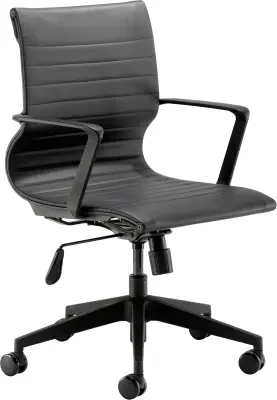 TC Sosa Leather Medium Back All Black Chair