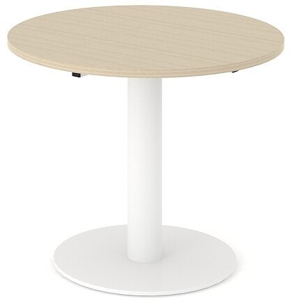 Narbutas Round Table with White Metal Base, Amber Oak Mfc