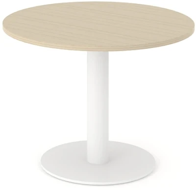 Narbutas Round Table with White Metal Base, Amber Oak Mfc