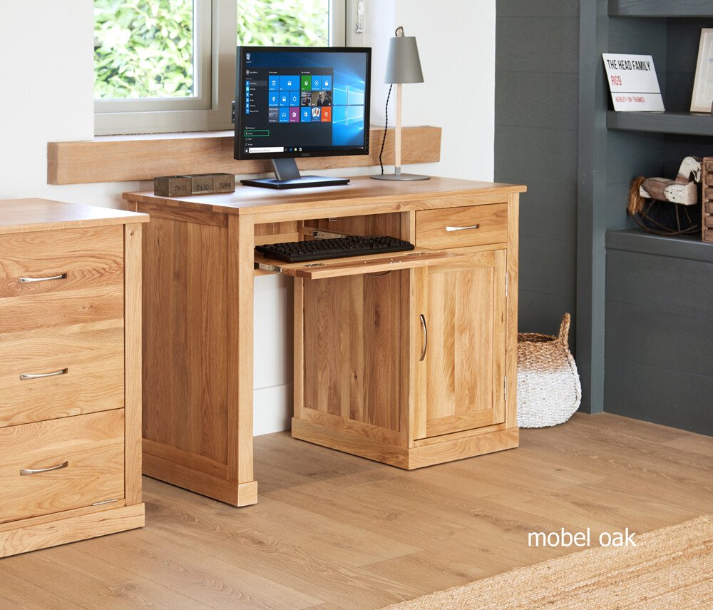 Mobel Oak Single Pedestal Computer Desk - Office Furniture Direct