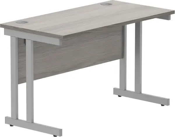 Gala Rectangular Desk with Twin Cantilever Legs - 1200mm x 600mm - Alaskan Grey Oak