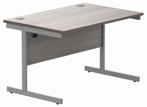 Gala Rectangular Desk with Single Cantilever Legs - 1200mm x 800mm - Alaskan Grey Oak