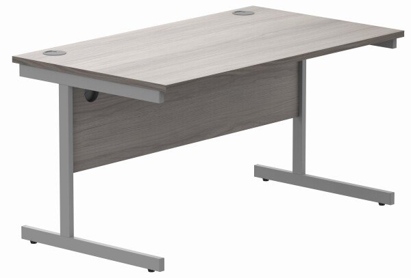 Gala Rectangular Desk with Single Cantilever Legs - 1400mm x 800mm - Alaskan Grey Oak