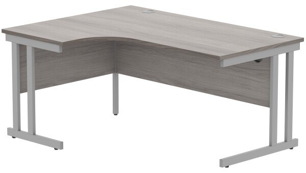 Gala Corner Desk with Double Upright Cantilever Frame - 1600mm x 1200mm - Alaskan Grey Oak