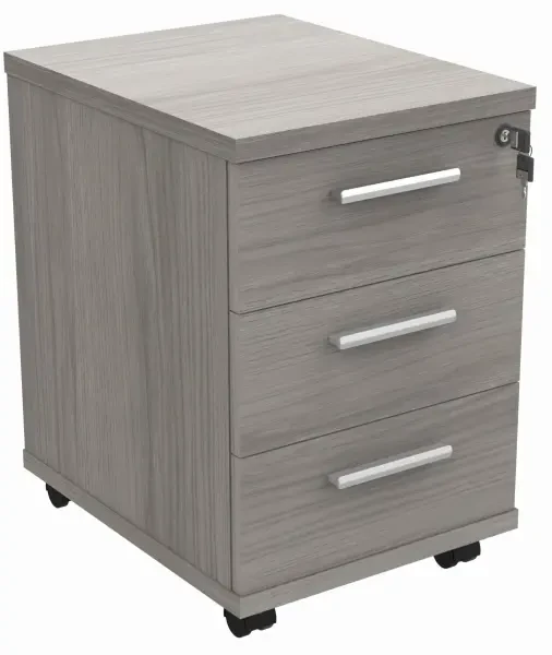 Gala Mobile Under Desk Pedestal - 3 Drawers - Alaskan Grey Oak
