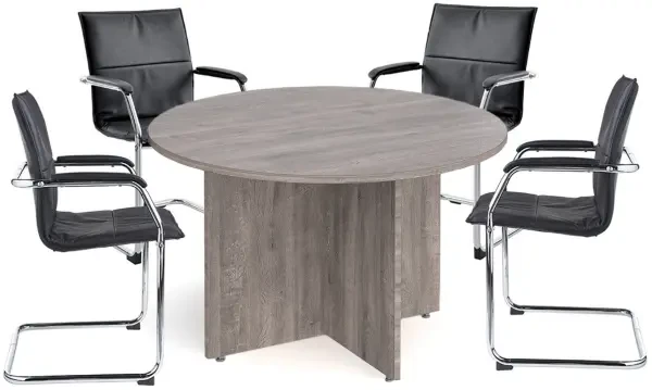 Dams 1200mm Round Meeting Table & 4 Chairs - Grey Oak