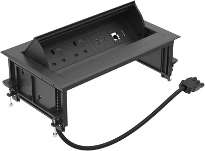 Metalicon In-desk Power Module with Lid & Surround, 0.5m Drop Cable with Gst 3-pole Male Connector, Black