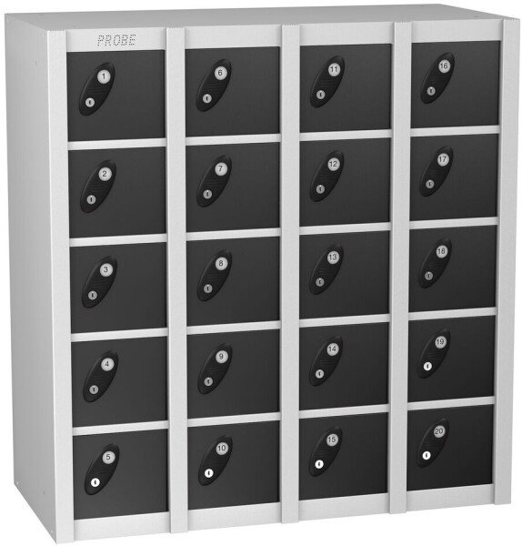 Probe MiniBox 20 Door Stackable Lockers - 940 x 900 x 380mm - Black (RAL 9004)
