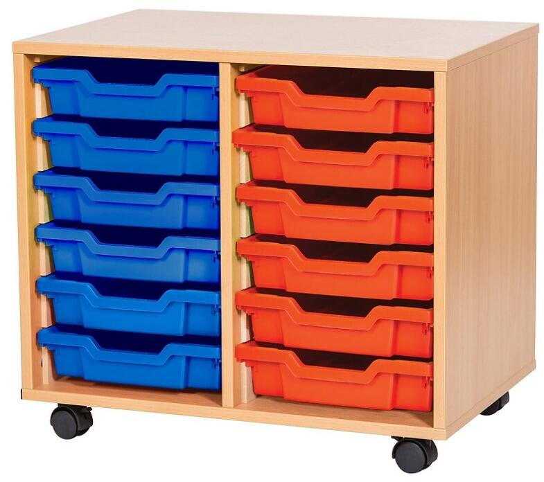 Willowbrook Mobile Double Unit with 12 A4 Trays Customizable Colours