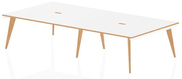 Dynamic Oslo Bench Desk Pod of 4 - 1400 x 1600mm - Warm Oak