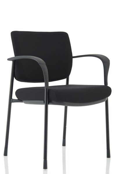 Dynamic Brunswick Deluxe Black Fabric Back Black Frame Chair With Arms - Black