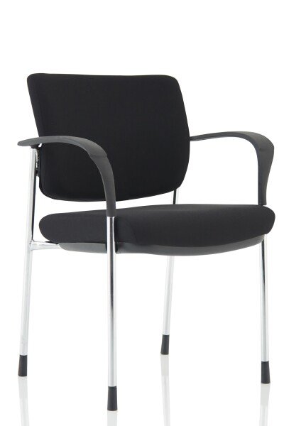 Dynamic Brunswick Deluxe Black Fabric Back Chrome Frame Chair With Arms - Black