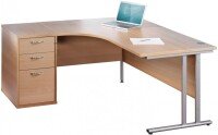 Dams Maestro 25 Corner Desk with Twin Cantilever Legs - (w) 1400mm x (d) 1200mm & Desk High Pedestal