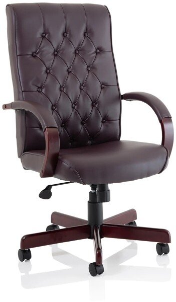 Dynamic Chesterfield Bonded Leather Executive Chair with Arms - Burgundy