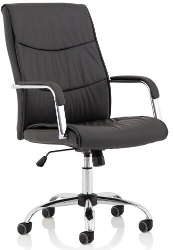 Dynamic Carter Black Luxury Faux Leather Chair With Arms