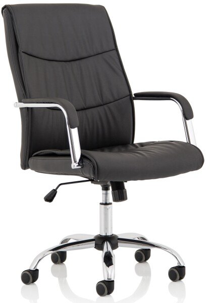 Dynamic Carter Black Luxury Faux Leather Chair With Arms - Black