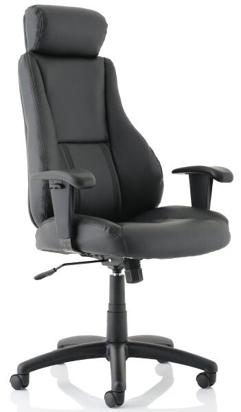 Dynamic Winsor Bonded Leather High Back Chair with Headrest - Black