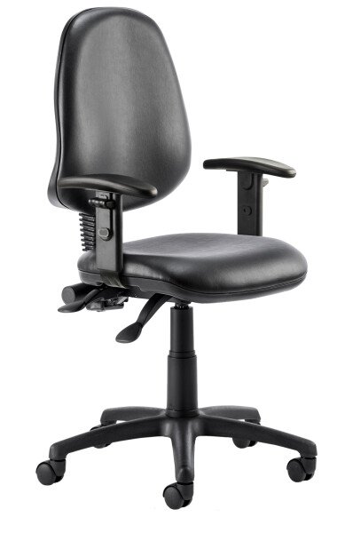 Dynamic Eclipse Plus 2 Operator Chair With Height Adjustable Arms - Black Vinyl - Black