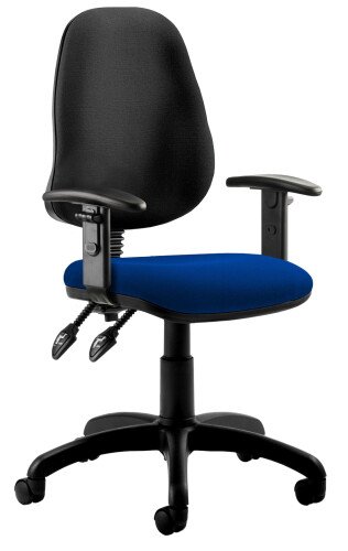 Dynamic Eclipse Plus 2 Black Back Chair Bespoke Fabric Seat with Height Adjustable Arms