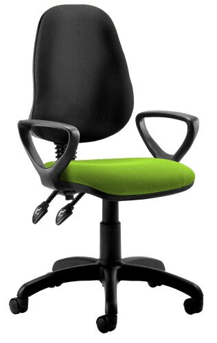 Dynamic Eclipse Plus 2 Black Back Chair Bespoke Fabric Seat with Loop Arms