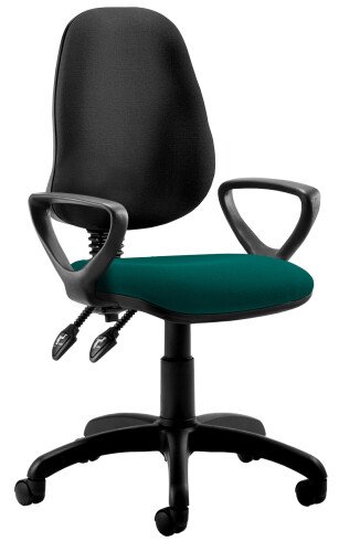 Dynamic Eclipse Plus 2 Black Back Chair Bespoke Fabric Seat with Loop Arms