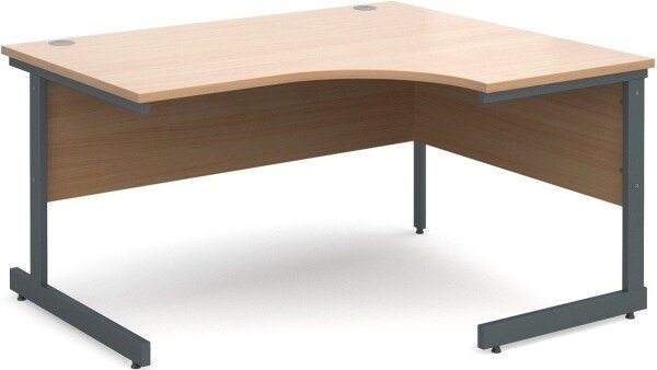 Dams Contract 25 Corner Desk with Single Cantilever Legs - 1400 x 1200mm - Beech