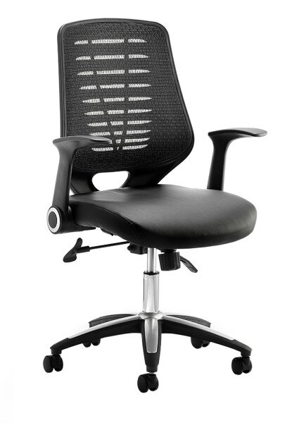 Dynamic Relay Bonded Leather Seat Operator Chair Black Back - Black