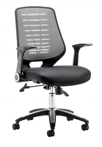 Dynamic Relay Bonded Leather Operator Chair Airmesh Seat with Silver Back