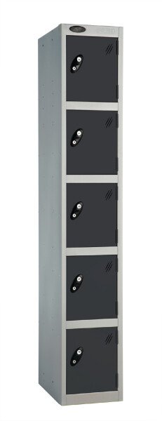 Probe 5 Door Single Steel Locker - 1780 x 305 x 305mm - Black (RAL 9004)