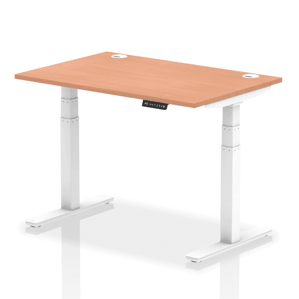 Dynamic Air Rectangular Height Adjustable Desk with Cable Ports - 1200mm x 800mm - Beech