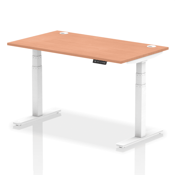 Dynamic Air Rectangular Height Adjustable Desk with Cable Ports - 1400mm x 800mm - Beech