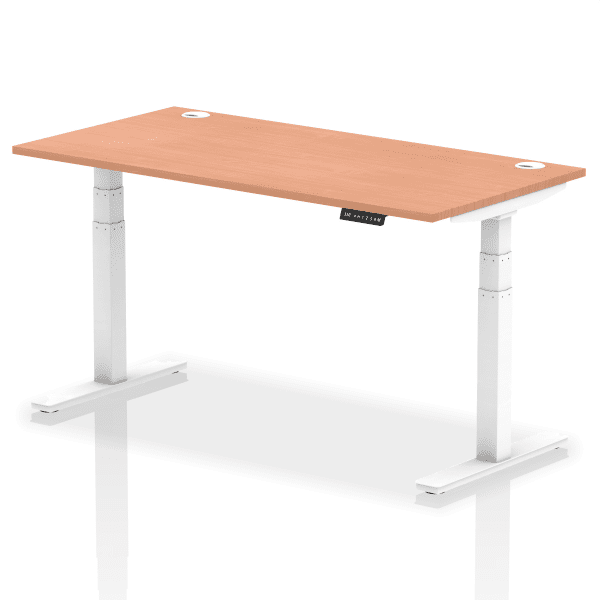 Dynamic Air Rectangular Height Adjustable Desk with Cable Ports - 1600mm x 800mm - Beech