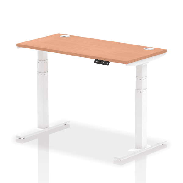 Dynamic Air Rectangular Height Adjustable Desk with Cable Ports - 1200mm x 600mm - Beech