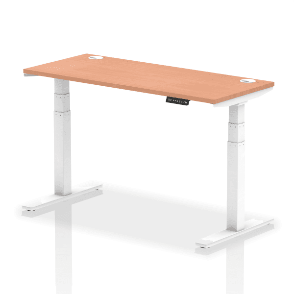Dynamic Air Rectangular Height Adjustable Desk with Cable Ports - 1400mm x 600mm - Beech