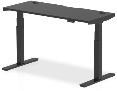 Dynamic Air Rectangular Height Adjustable Black Series Desk with Cable Ports - 1400mm x 600mm