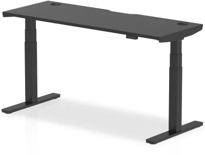 Dynamic Air Rectangular Height Adjustable Black Series Desk with Cable Ports - 1600mm x 600mm