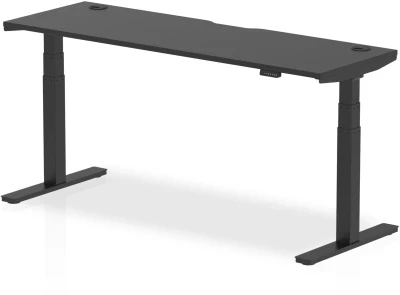 Dynamic Air Rectangular Height Adjustable Black Series Desk with Cable Ports - 1800mm x 600mm