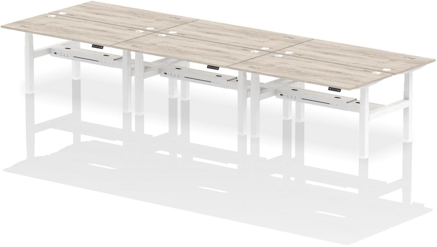 Dynamic Air Back-to-Back Height Adjustable Six Person Bench Desk with ...