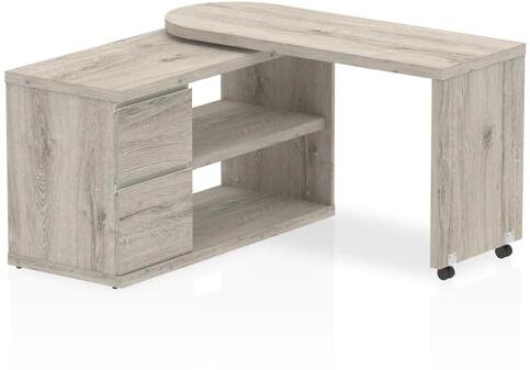 Dynamic Fleur Corner Smart Storage Desk - 1300 x 500mm - Grey Oak