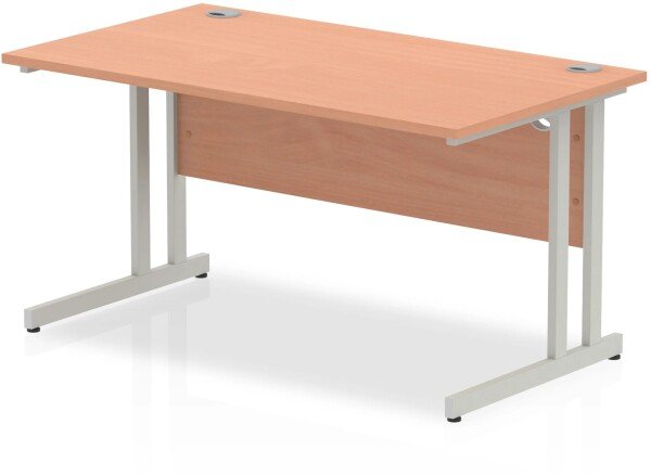 Dynamic Impulse Rectangular Desk with Twin Cantilever Legs - 1400mm x 800mm - Beech