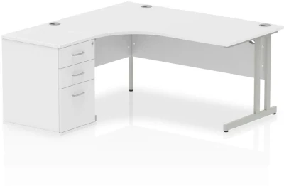 Dynamic Impulse Corner Desk with Cantilever Leg and 600mm Fixed Pedestal