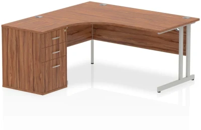 Dynamic Impulse Corner Desk with Cantilever Leg and 600mm Fixed Pedestal