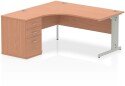 Dynamic Impulse Corner Desk with Cable Managed Leg and 600mm Fixed Pedestal - 1600mm x 1200mm