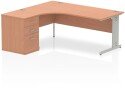 Dynamic Impulse Corner Desk with Cable Managed Leg and 600mm Fixed Pedestal - 1800mm x 1200mm