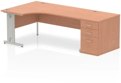 Dynamic Impulse Corner Desk with Cable Managed Leg and 800mm Fixed Pedestal - 1800mm x 1200mm