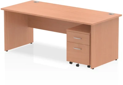 Dynamic Impulse Rectangular Desk with Panel End Legs and 2 Drawer Mobile Pedestal - 1800mm x 800mm