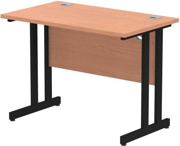 Dynamic Impulse Rectangular Desk with Twin Cantilever Legs - 1000mm x 600mm - Beech