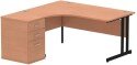 Dynamic Impulse Corner Desk with Cantilever Leg and 600mm Fixed Pedestal - 1600 x 1200mm