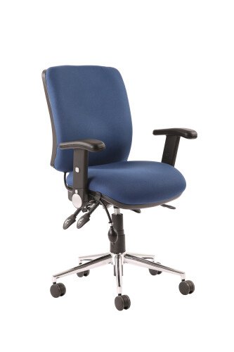 Dynamic Chiro Medium Back Operator Chair with Height Adjustable and Folding Arms - Blue